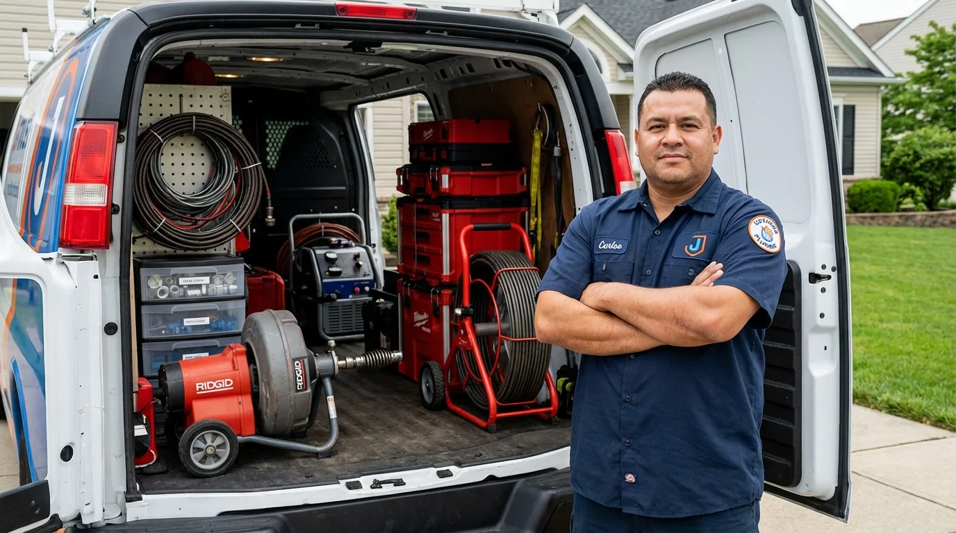 Professional drain cleaning equipment and Johns Plumbing LLC plumber in Orange